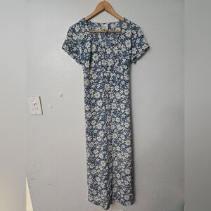 Vtg 90s JR BENTLEY Floral Midi Maxi Dress Sz 9/10 Cottagecore Prairie Homestead